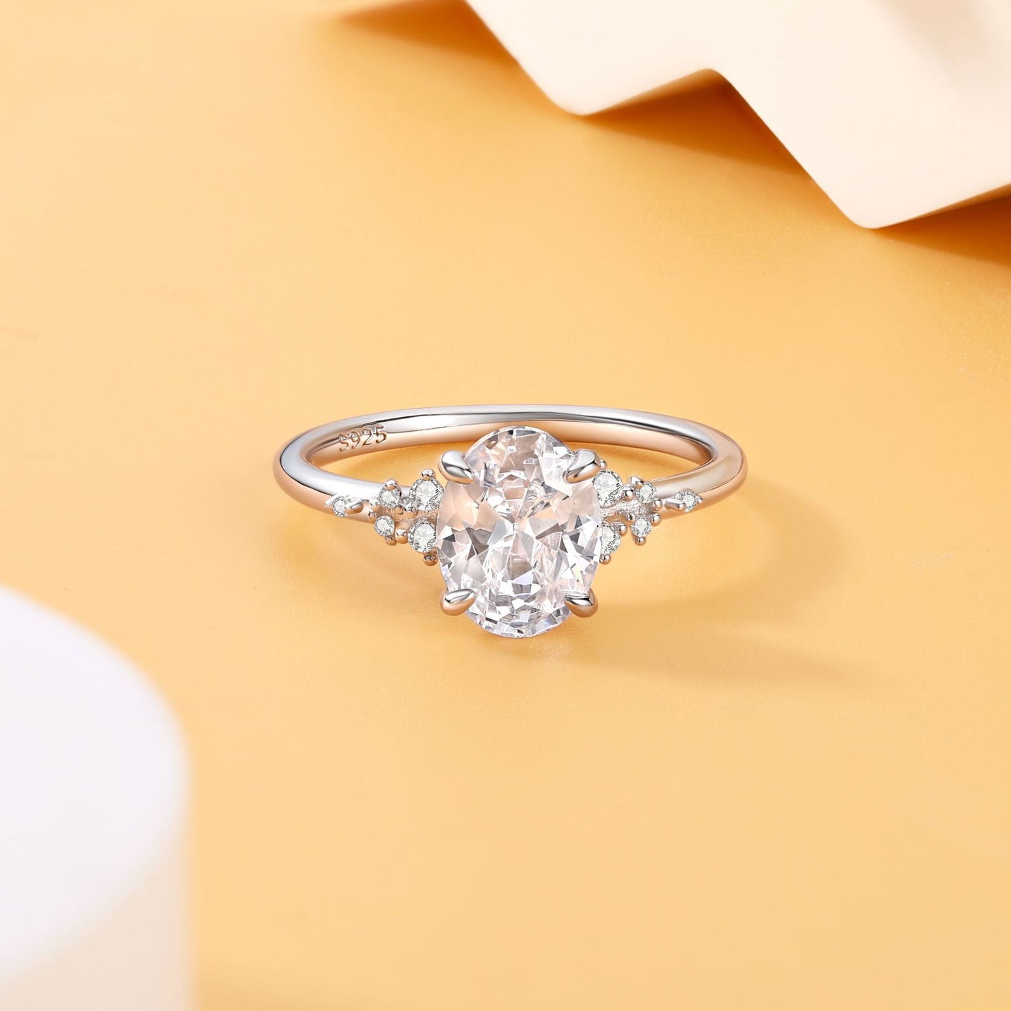 Cross-Border New Product 2ct Zircon 925 Silver Ring Women