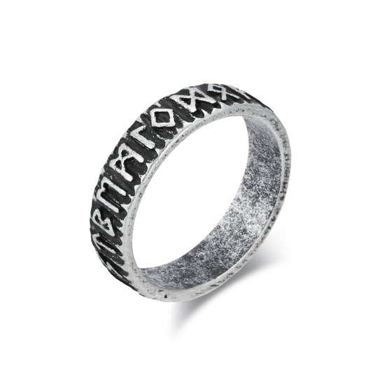 Planderful Titanium Steel Ring For Men Nordic Viking Luhn Text Retro Literary Jewelry