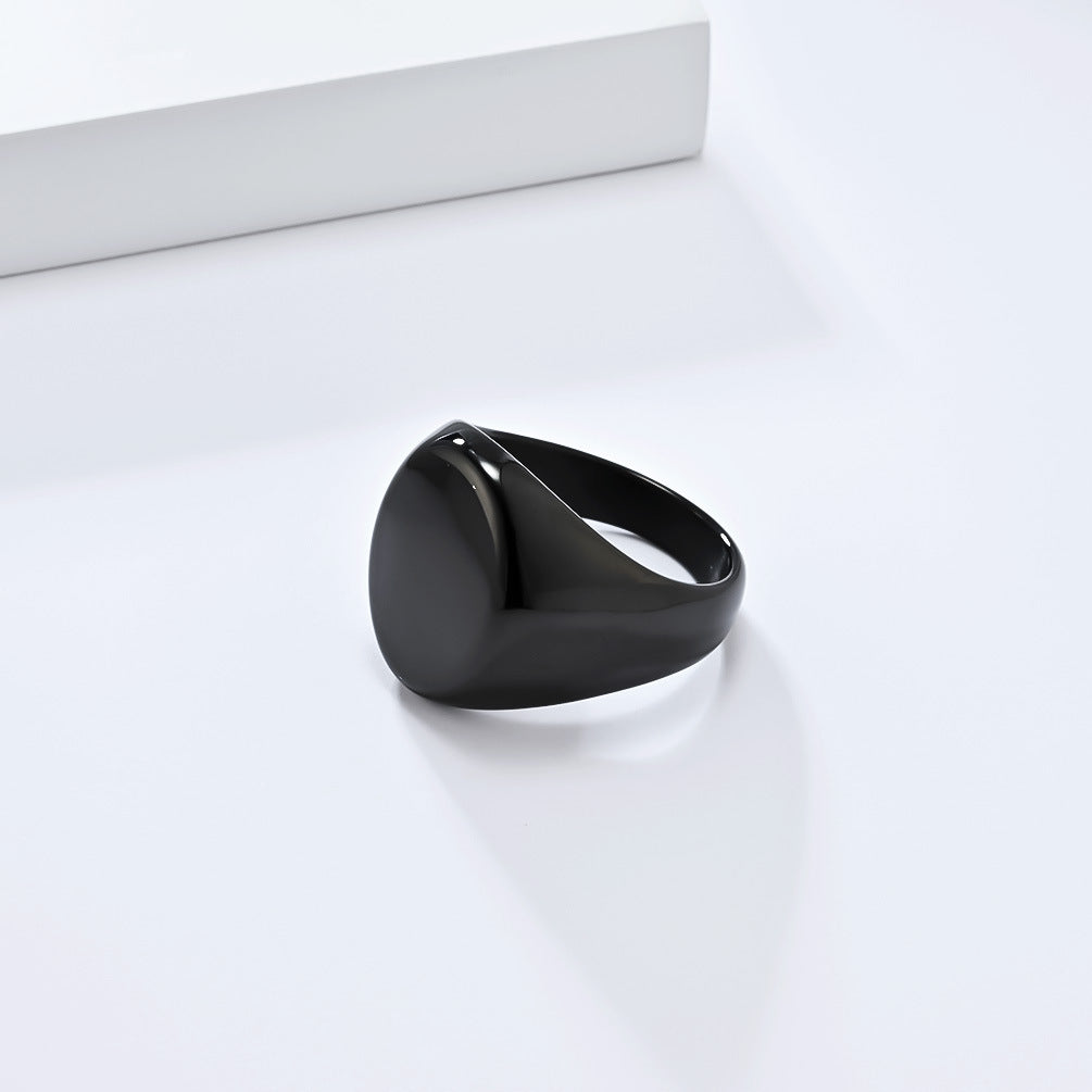 European and American Simple Large Smooth Seal Titanium Steel Ring Jewelry for Men
