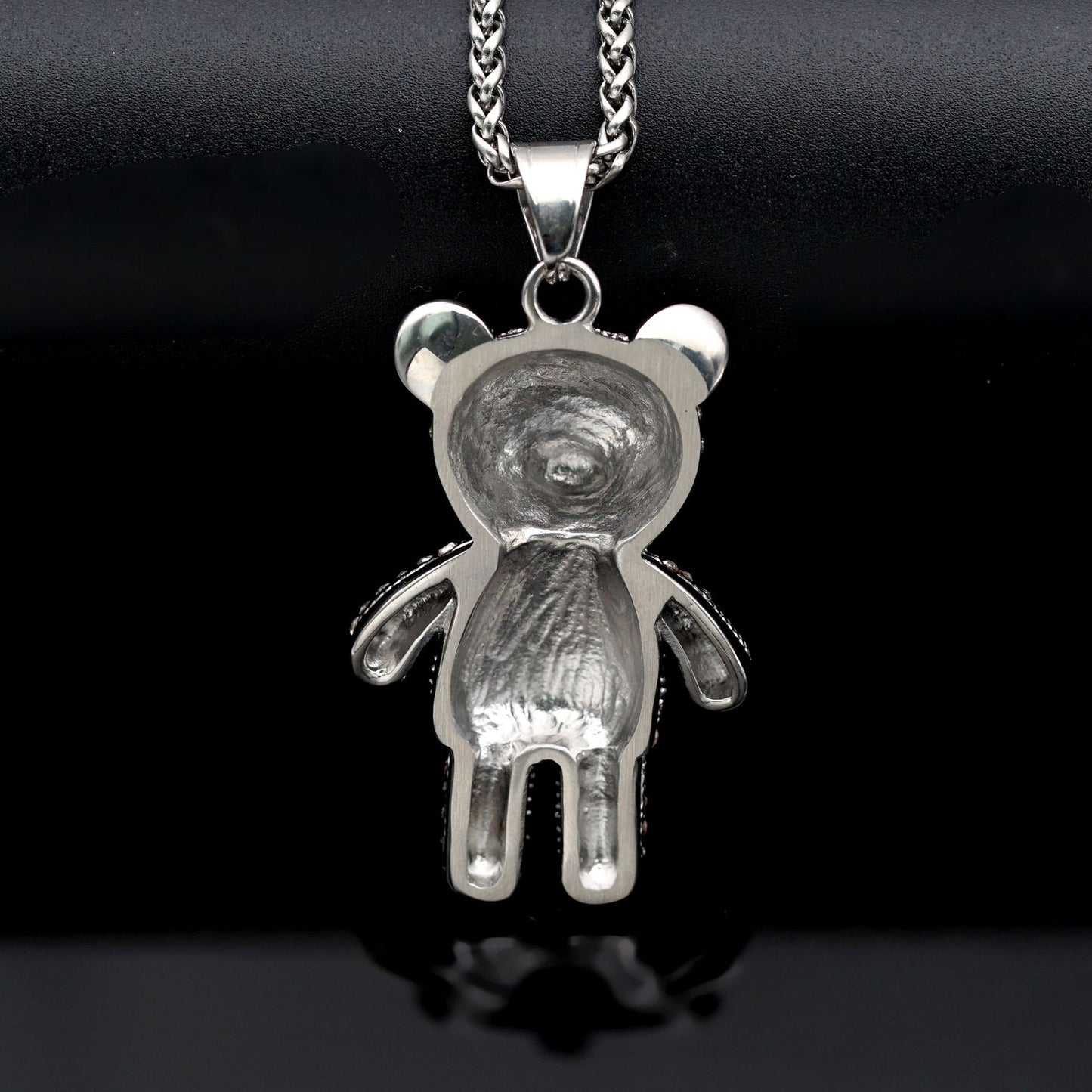 Hip Hop Jewelry Planderful Titanium Steel Zircon Bear Pendant Unisex Statement Necklace For Streetwear Fans