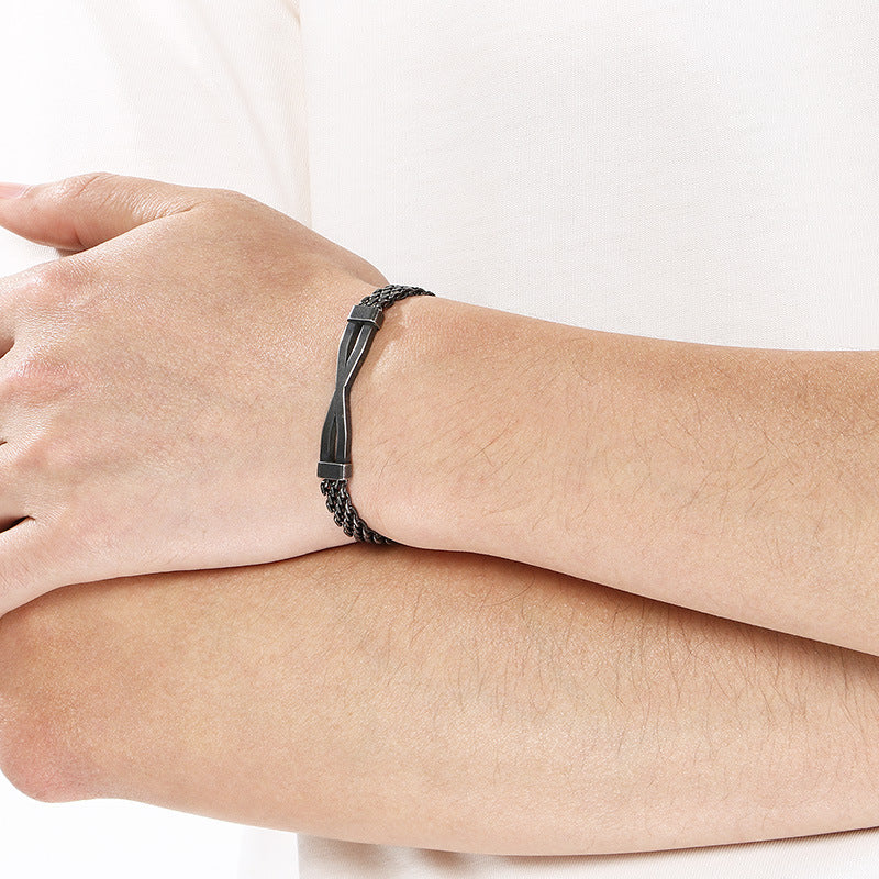 Stainless Steel Men's Design Geometric Cross Minimalist Style Titanium Steel Bracelet