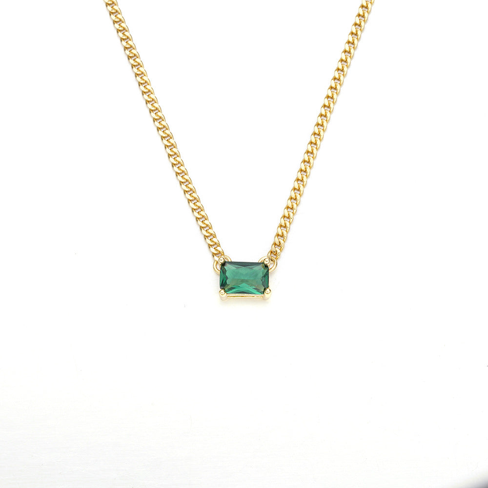 Korean Version S925 Sterling Silver Necklace Natural Zircon Pendant