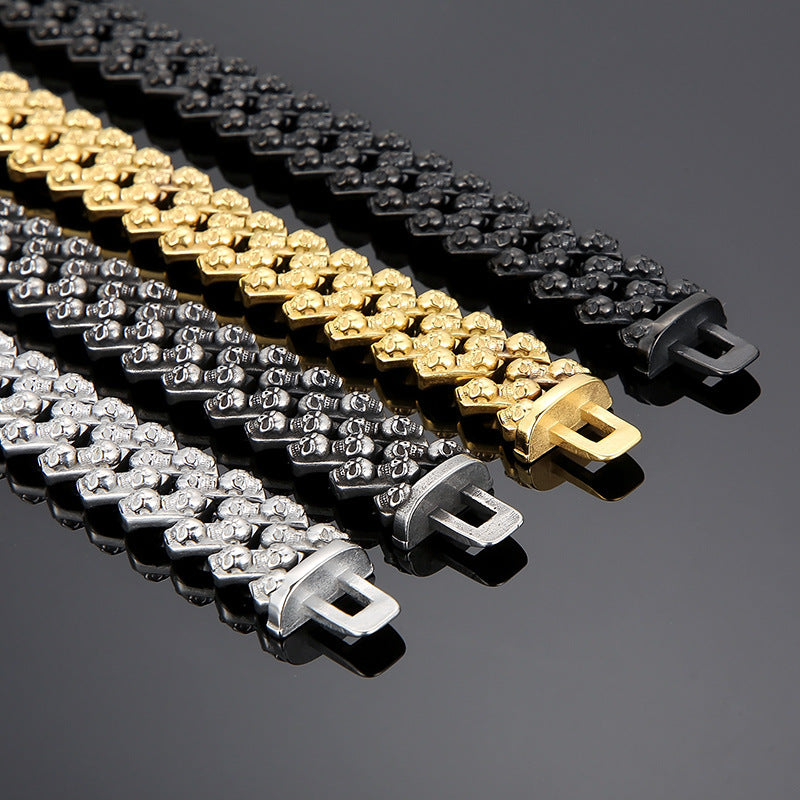 Vibrant Retro Skull Titanium Steel Men's Bracelet for Bold Style