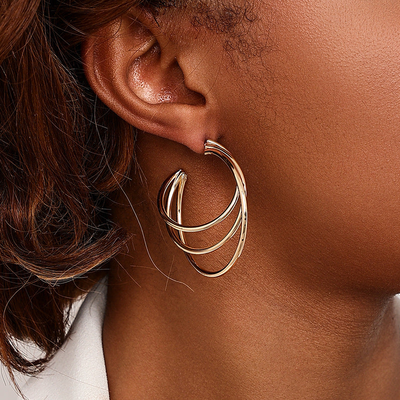 Exaggerated Multi-layer Circle Earrings - Vienna Verve Collection - European American Fashion Influenced