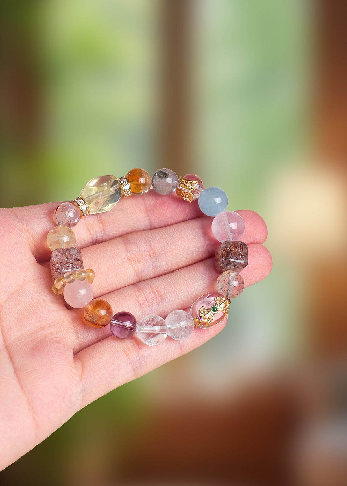 Aquamarine Amethyst Crystal Bracelet