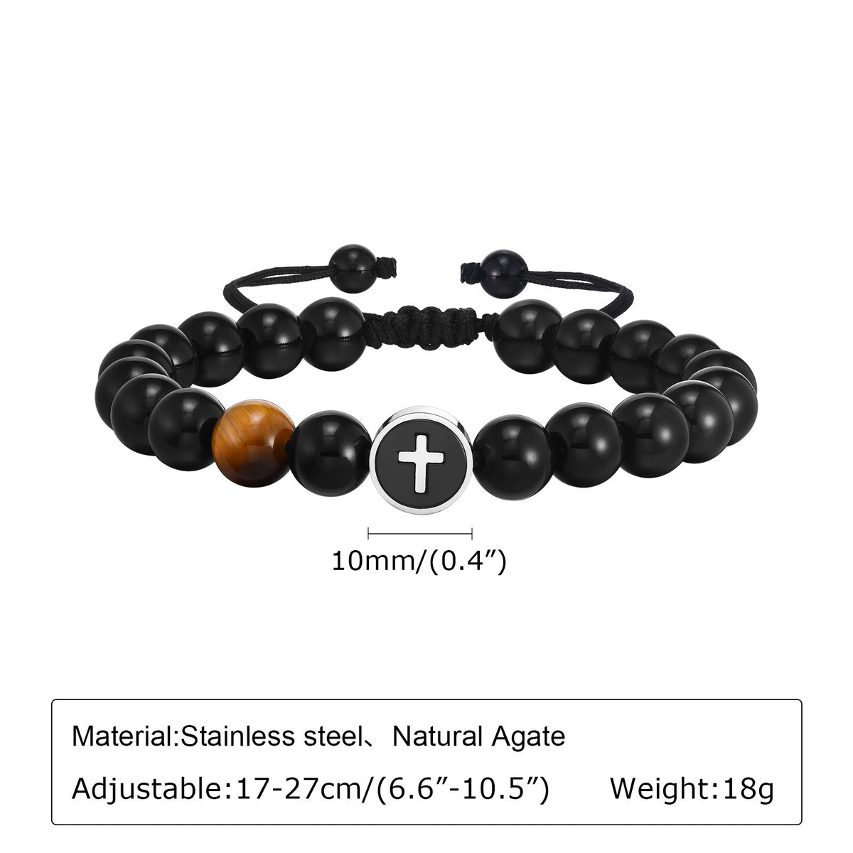 Cross Adjustable Stainless Steel Bracelet for Men