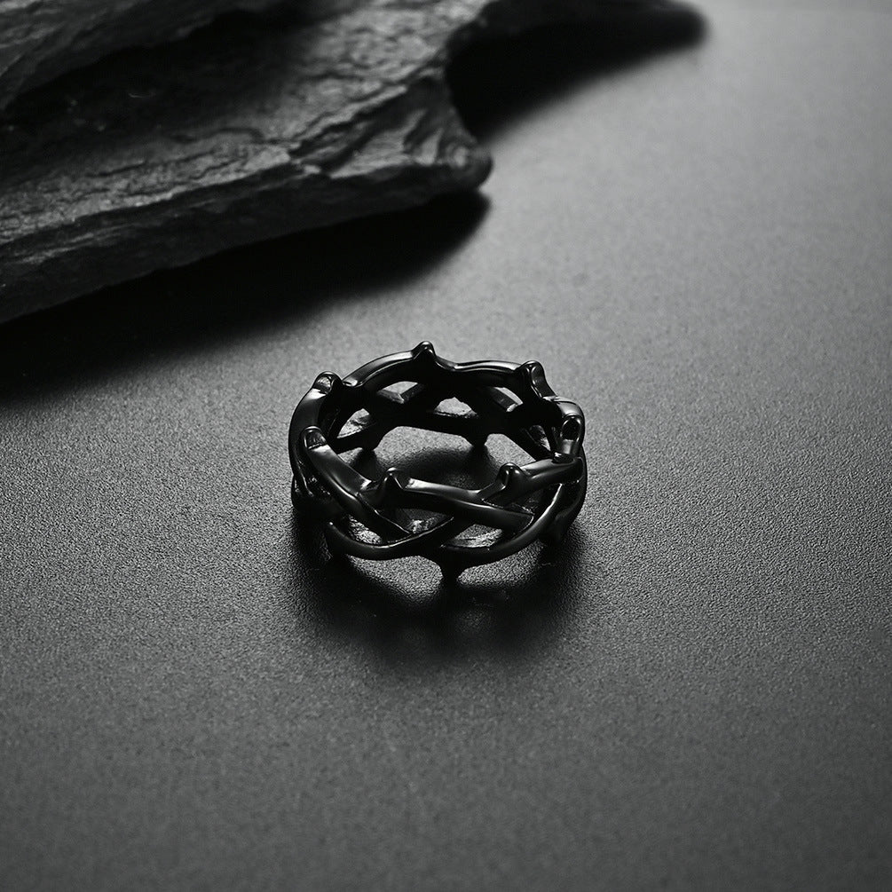 European And American Style Thorn Vine Weaving Stainless Steel Ring For Engagement