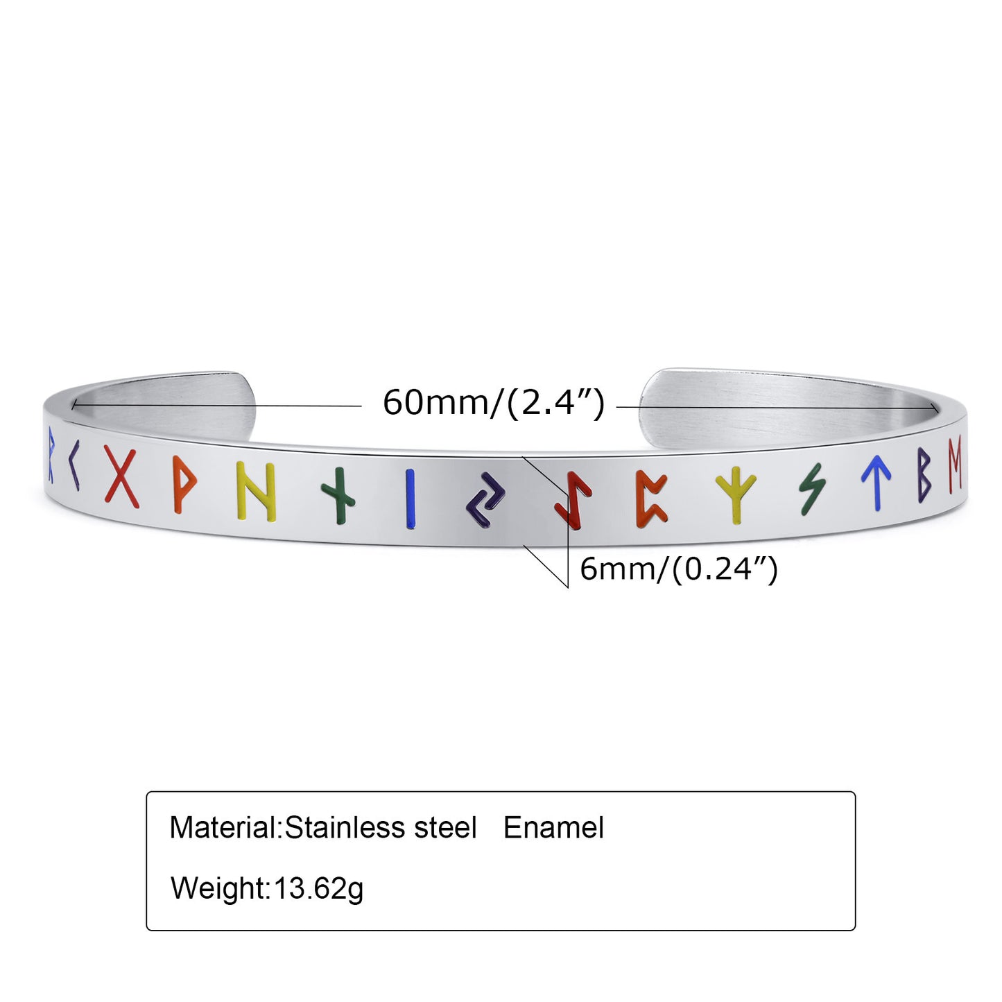 Stainless Steel Viking Symbol C-Shaped Open Bracelet Steel Men's