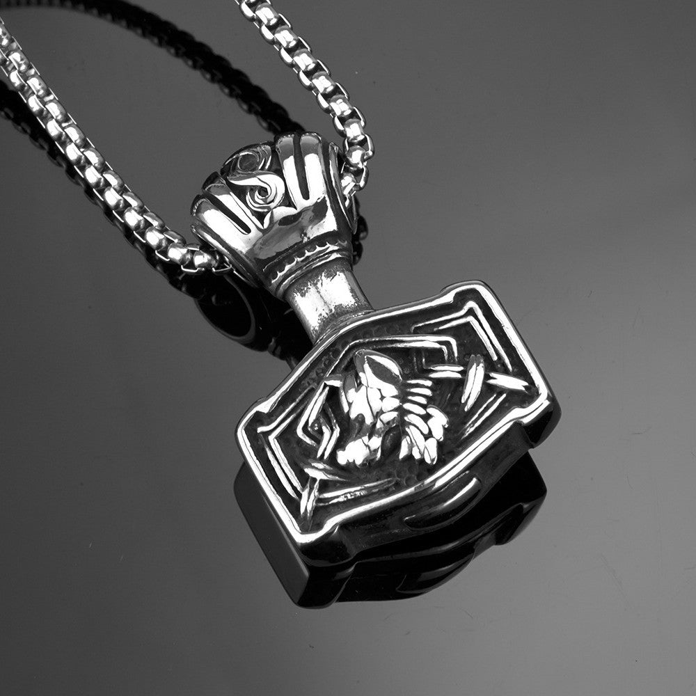 Planderful Viking Thor Hammer Pendant Necklace Titanium Steel With Celtic Wolf Odin Triangle For Men