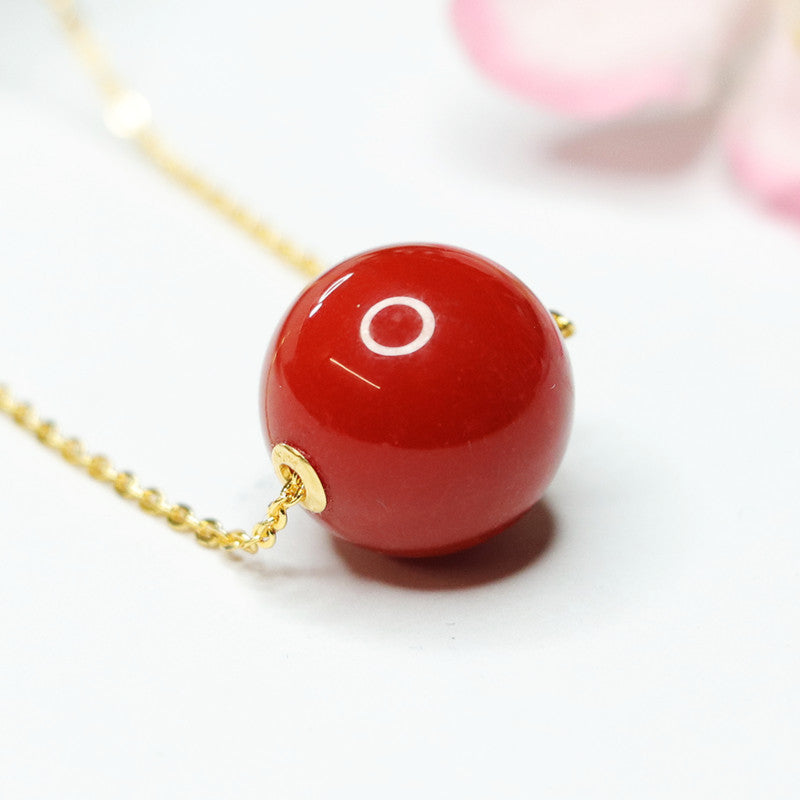 Agate Bead 18K Gold-Set Pendant — Chain Option