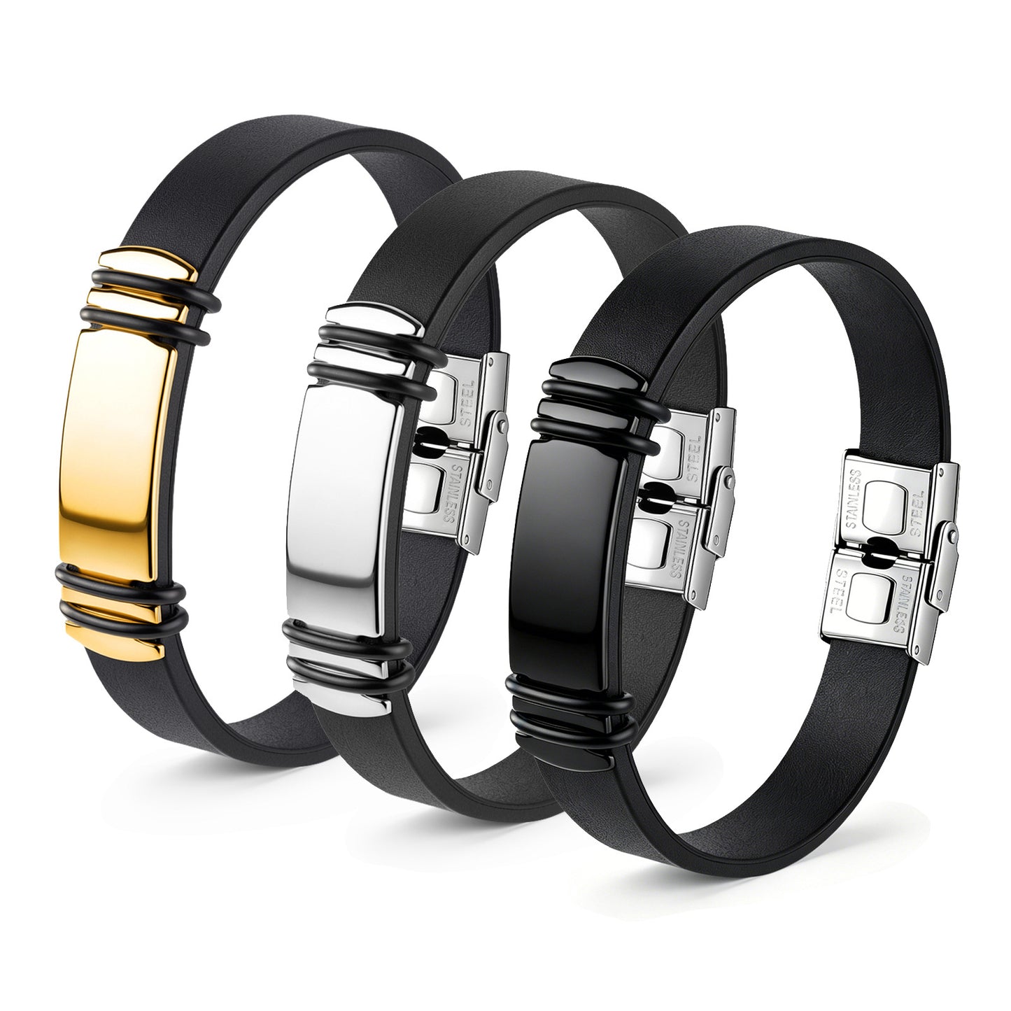 Men's Stainless Steel Buckle Silicone Wristband From Planderful Everyday Genie For Modern Unisex Durable Business