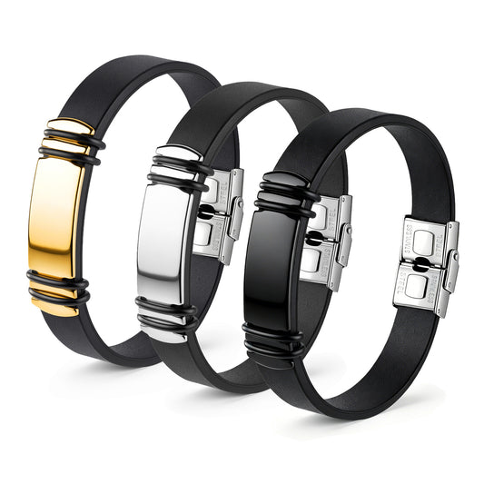Men's Stainless Steel Buckle Silicone Wristband From Planderful Everyday Genie For Modern Unisex Durable Business