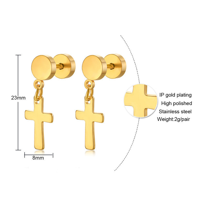 Stainless Steel Cross Earrings