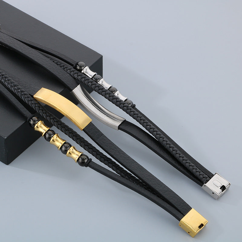 Planderful Everyday Genie Leather Beaded Bracelet For Men