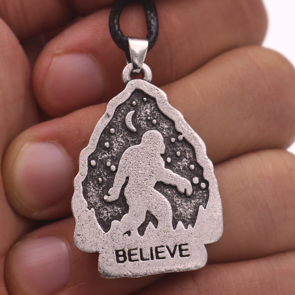 Moonlit Savage Men's Alloy Necklace with Vintage Letter Totem Pendants