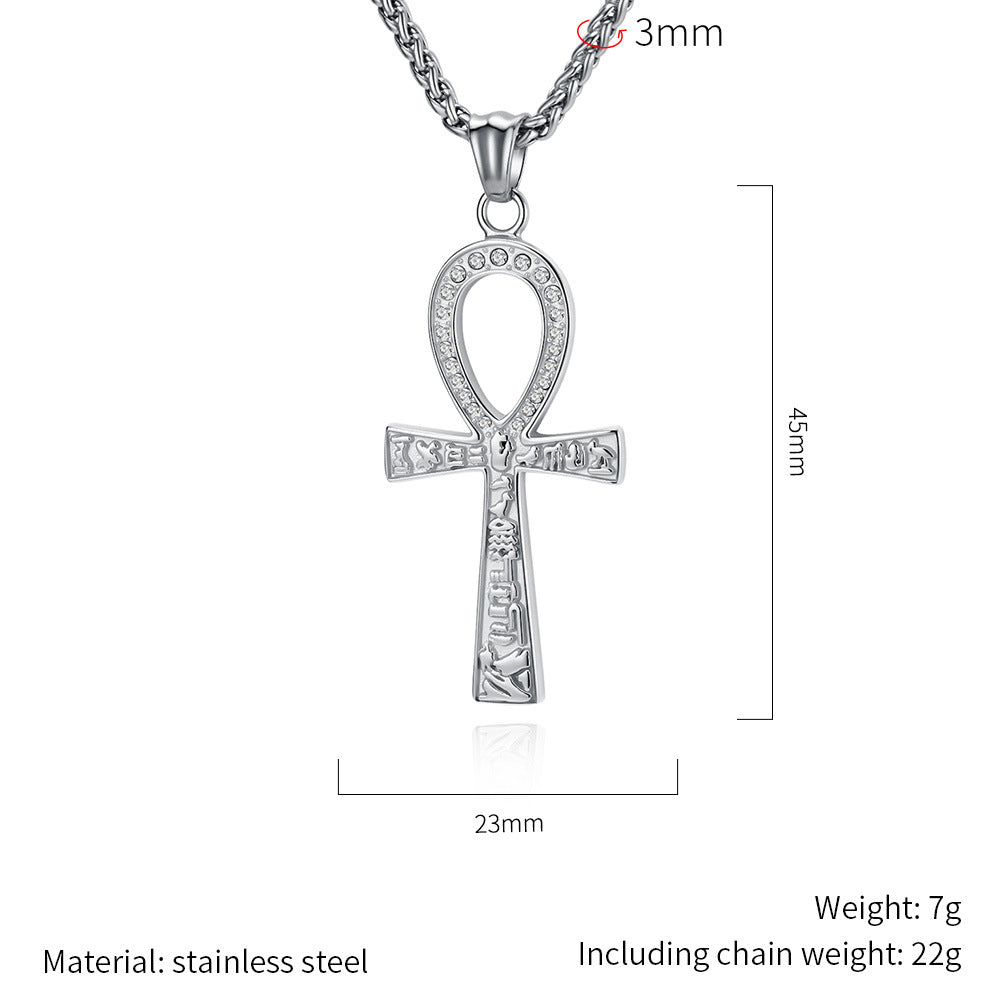 Steel Necklace – Statement Egyptian Anka Cross Necklace With Durable Stainless Steel Finish For Everyday Wear