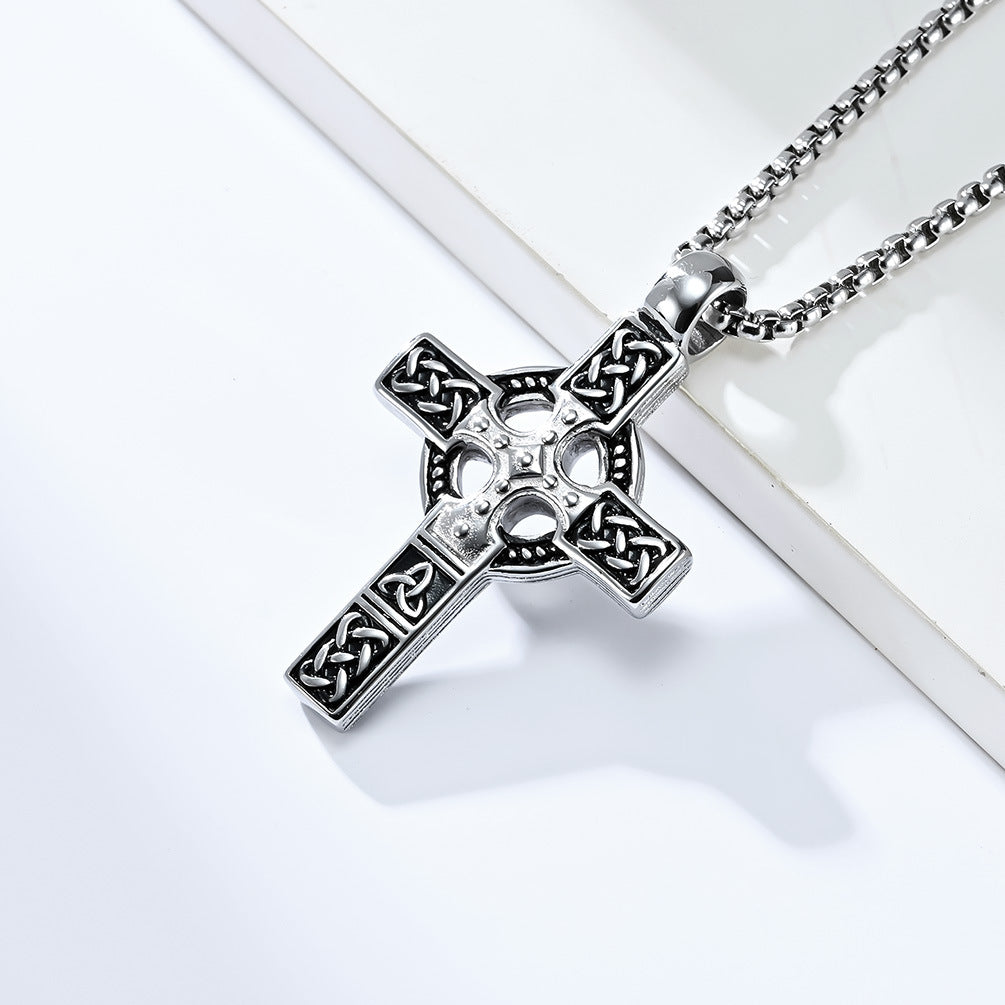 Steel Necklace – Vintage Men's Cross Pendant