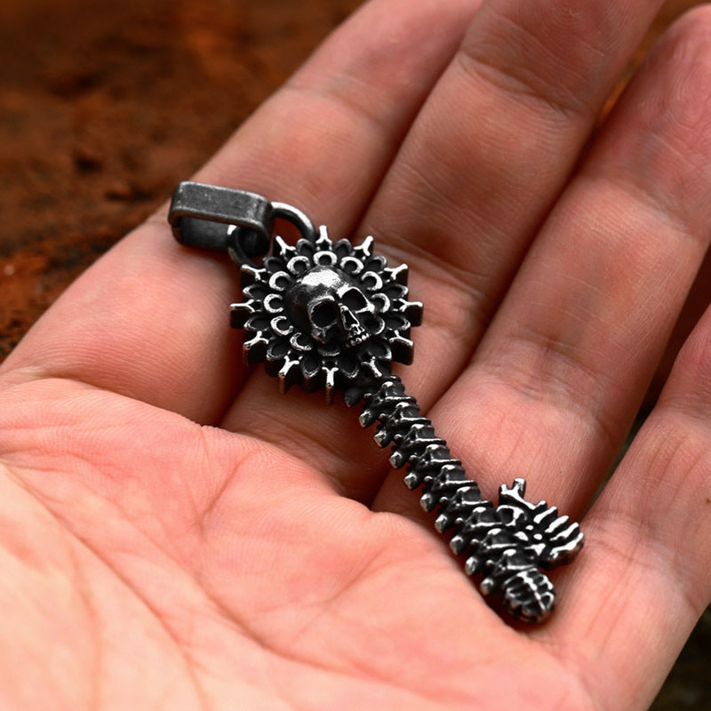 Titanium Steel Retro Skull Pendant for Men - European and American Style Wholesale Accessories