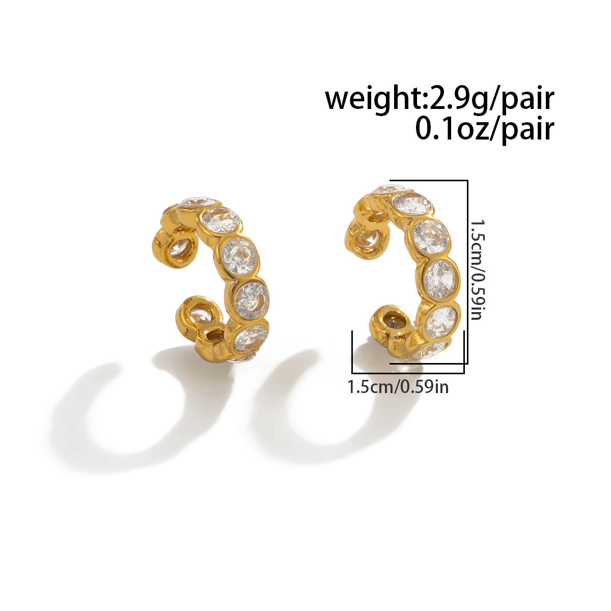 Planderful Vienna Verve Stainless Steel Zircon Ear Clip Cuff Earrings for Trendy Women Statement