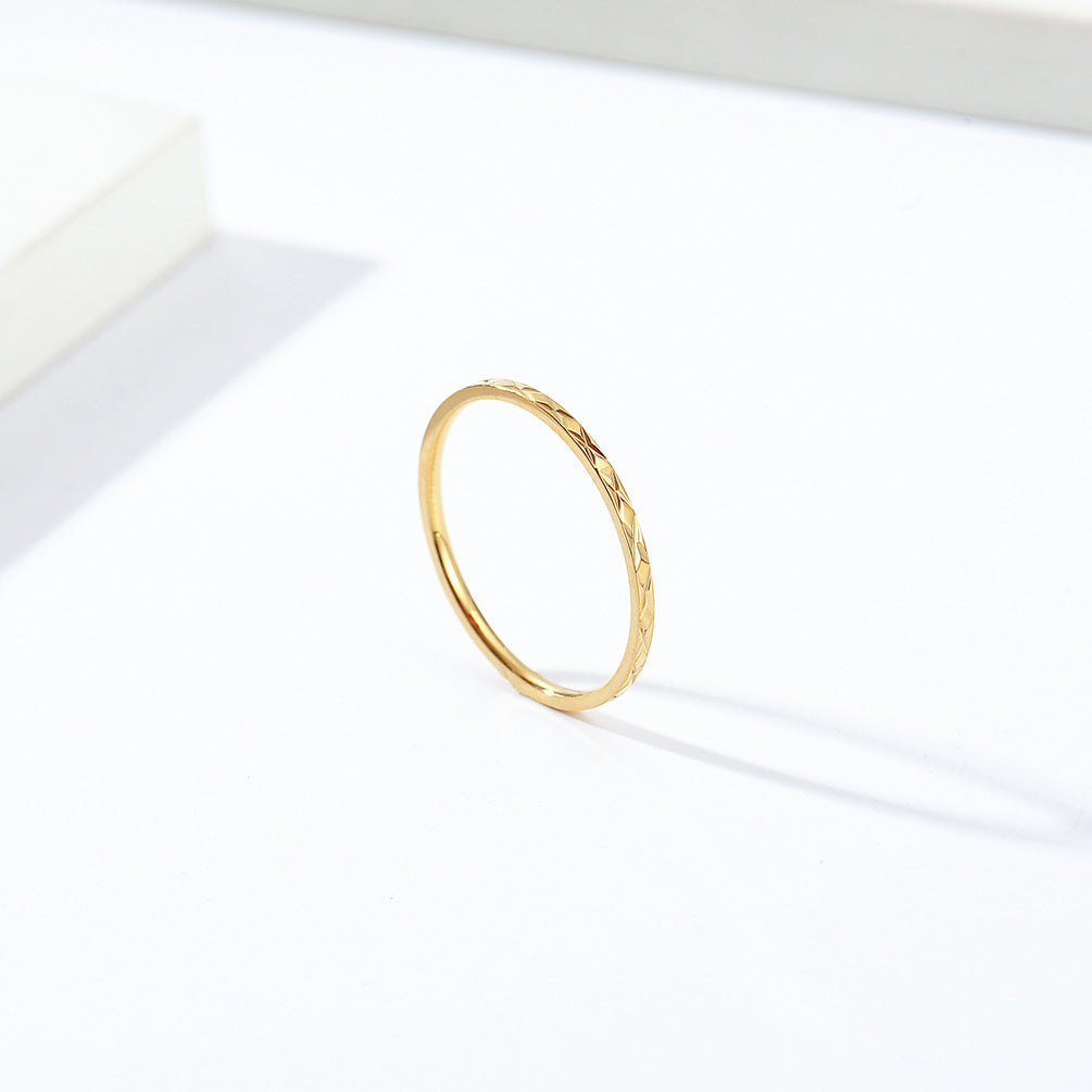 Japanese and Korean Style 1mm Rhombus Titanium Steel Ring