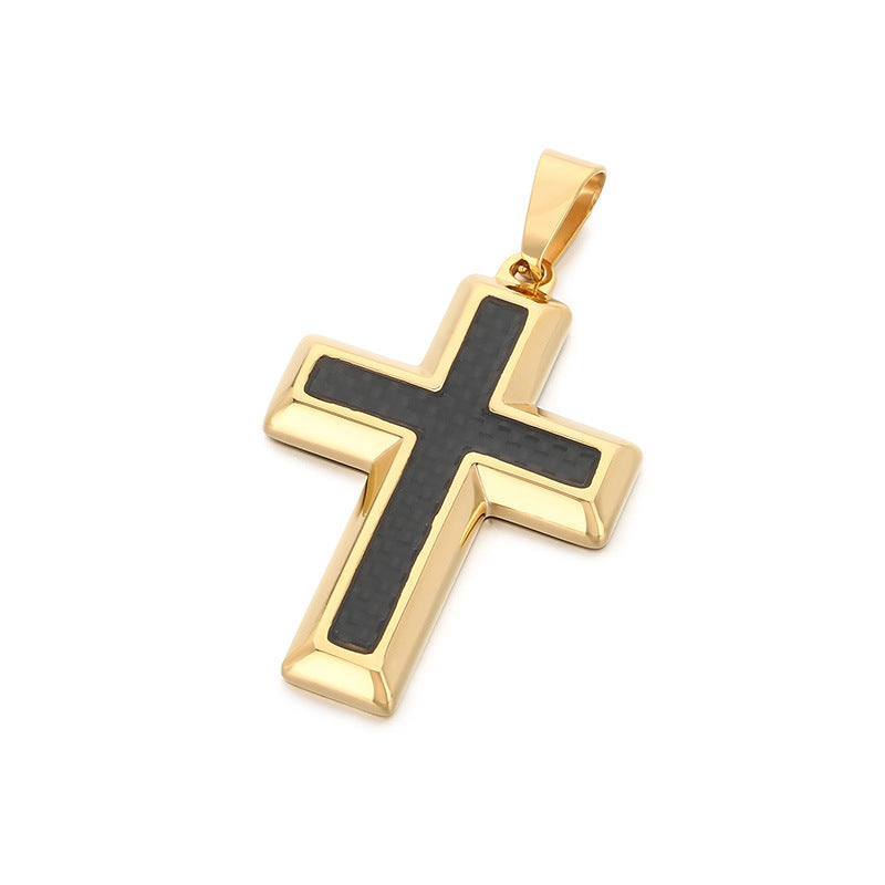 Planderful Stainless Steel Pendant Two Tone Cross Men Retro