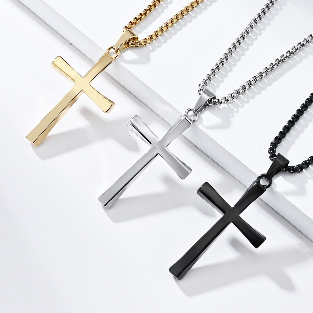 Steel Necklace – Minimalist Cross Pendant