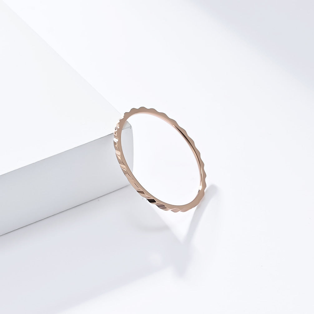 Planderful Titanium Steel Ring For Women 1mm Minimalist Elegant Everyday Jewelry