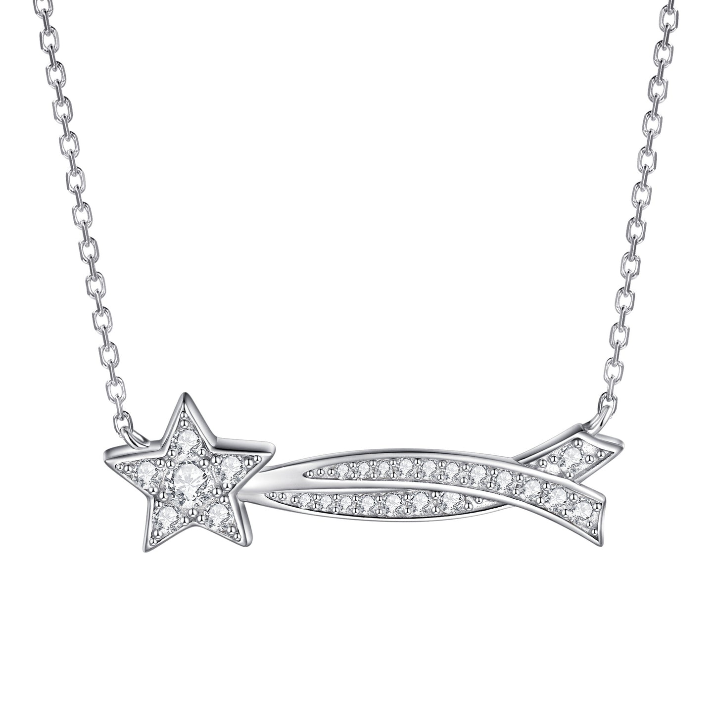 Planderful S925 Sterling Silver Bow Necklace With Long Pendant Zircon Gem For Women Light Luxury