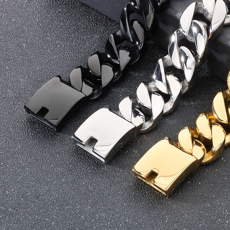 Planderful Cuban Chain Titanium Mens Bracelet Stylish