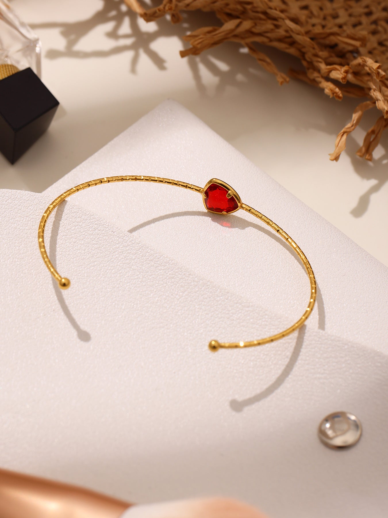 Planderful Genie Czech Glass Open Bracelet Women 18K Gold