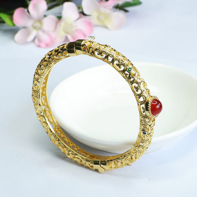 Fortune's Favor Sterling Silver Natural Red Agate Bracelet