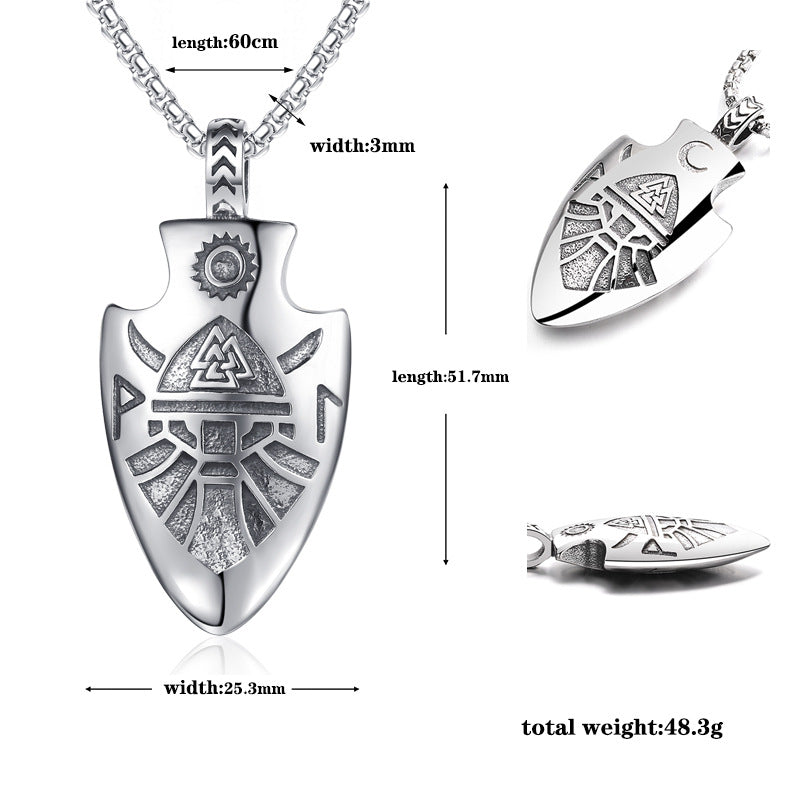 Steel Necklace – Vintage Unisex Double-Sided Arrow Pendant