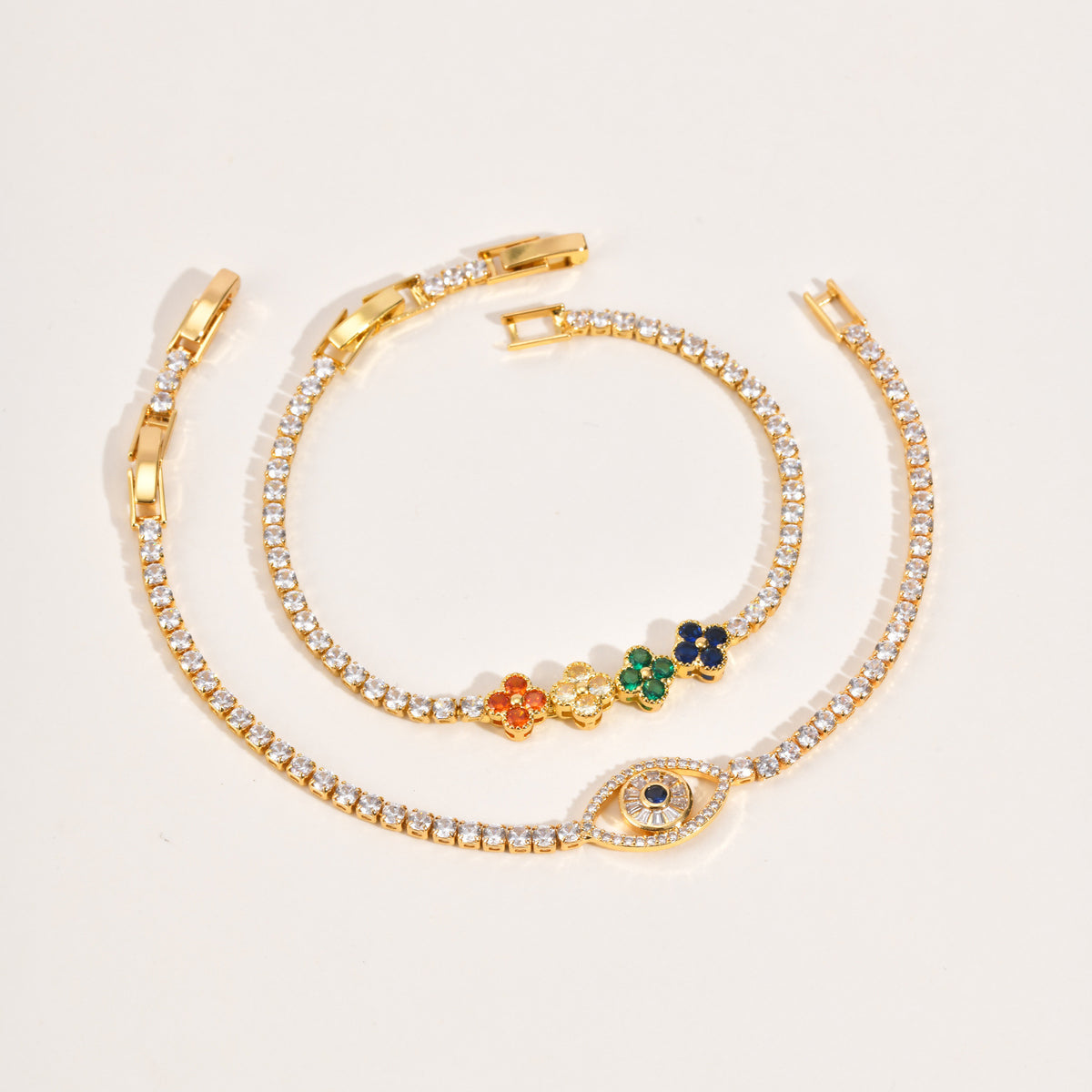 Devil's Eye Flower Zircon Copper Bracelet