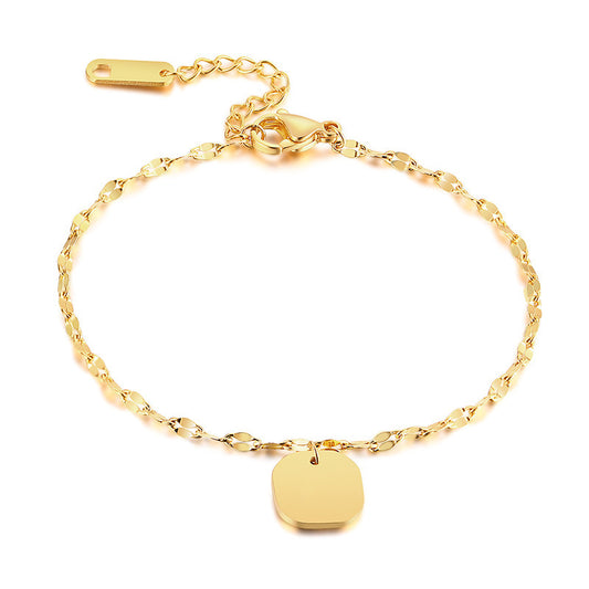 Stainless Steel Square Lip Chain Bracelet Gold Women's Accessories