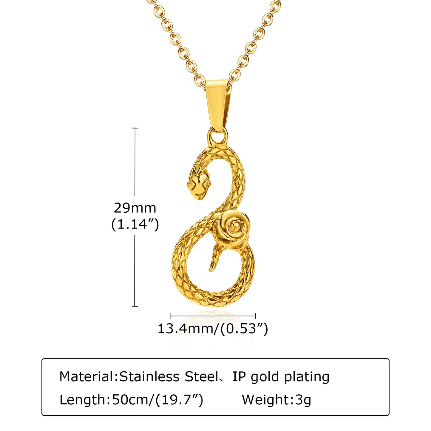 Wholesale of European and American Jewelry Rose Snake Pendant Necklace