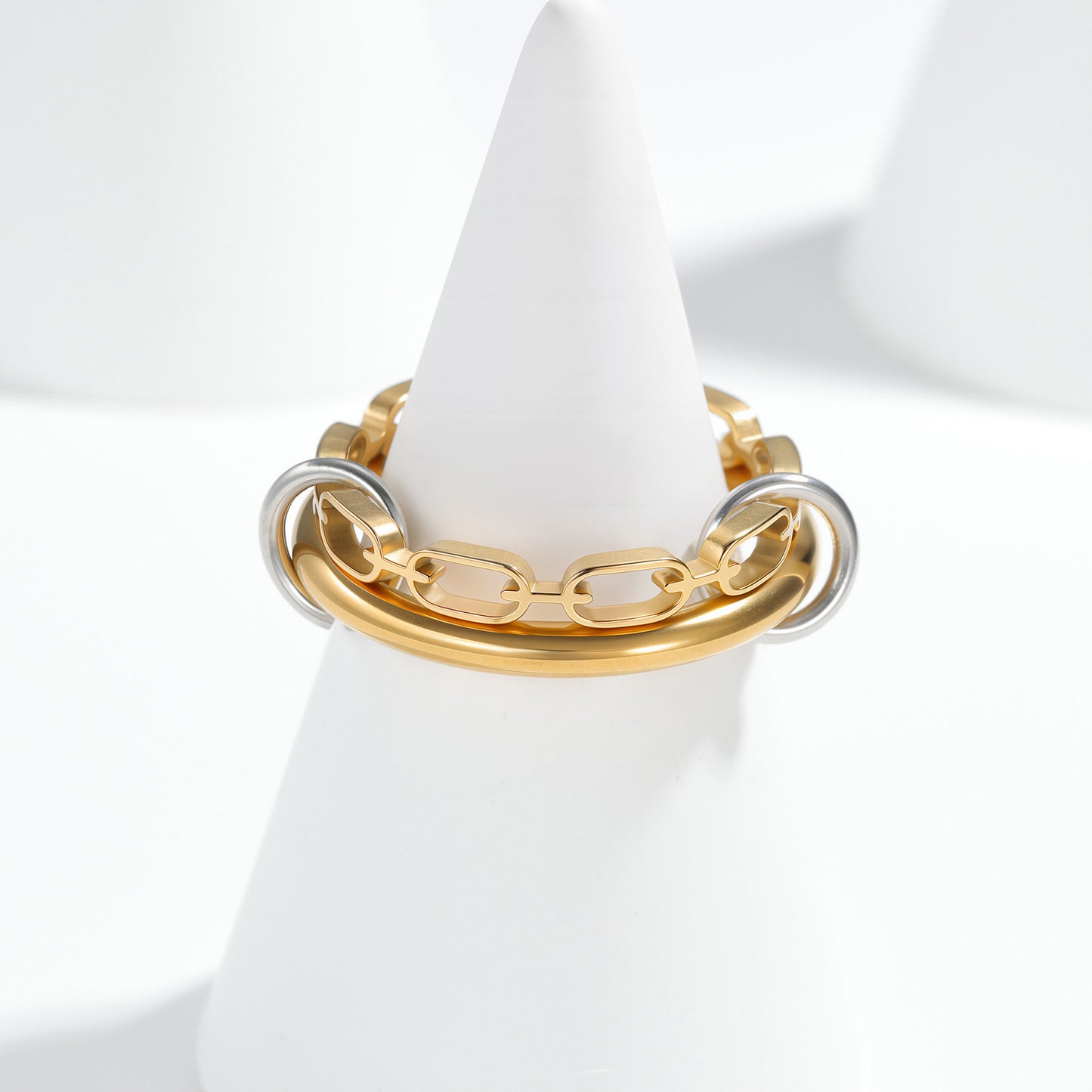 Planderful Everyday Genie Multi Layer Chain Ring for Unisex Wear Korean Version Protection Statement