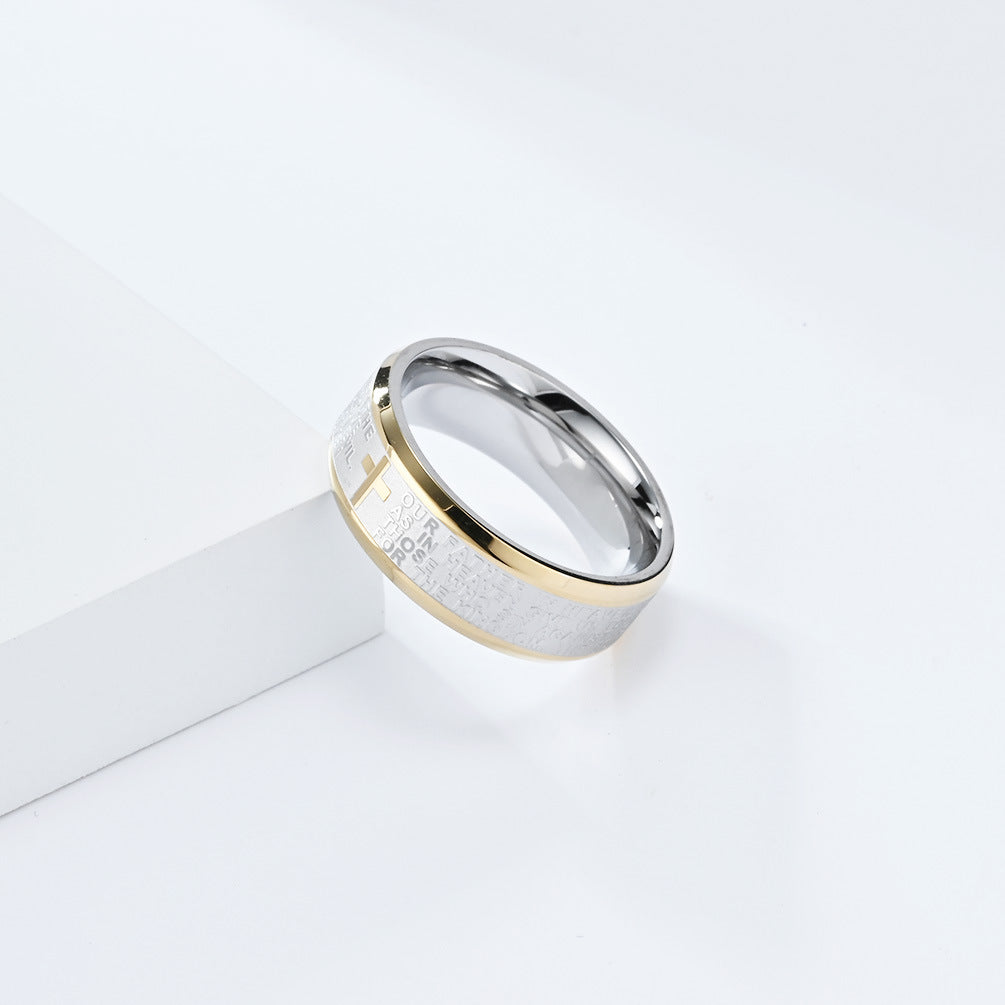 Cross-Border European and American Style Stainless Steel Rings for Men and Women Faith Prayer Jewelry