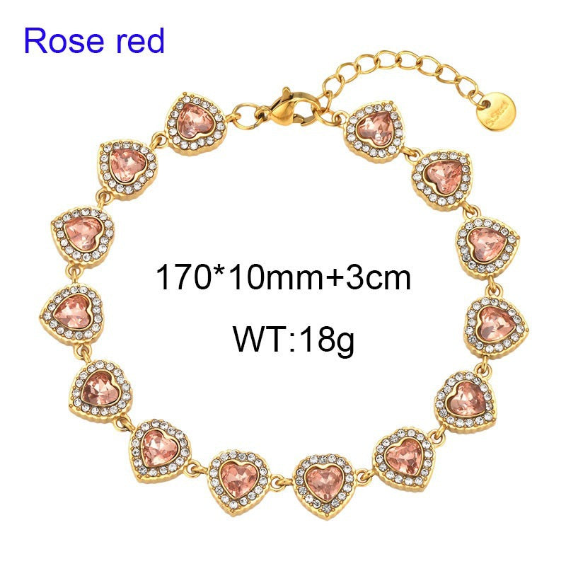 Heart Of The Ocean Romantic Gift French Love Inlaid Zircon Stainless Steel Women's Bracelet