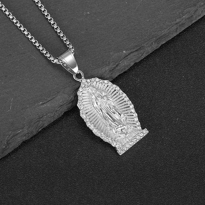 Planderful Everyday Genie Hip Hop Necklace Titanium Steel Gold Plated Rhinestone Pendant For Hip Hop Fans