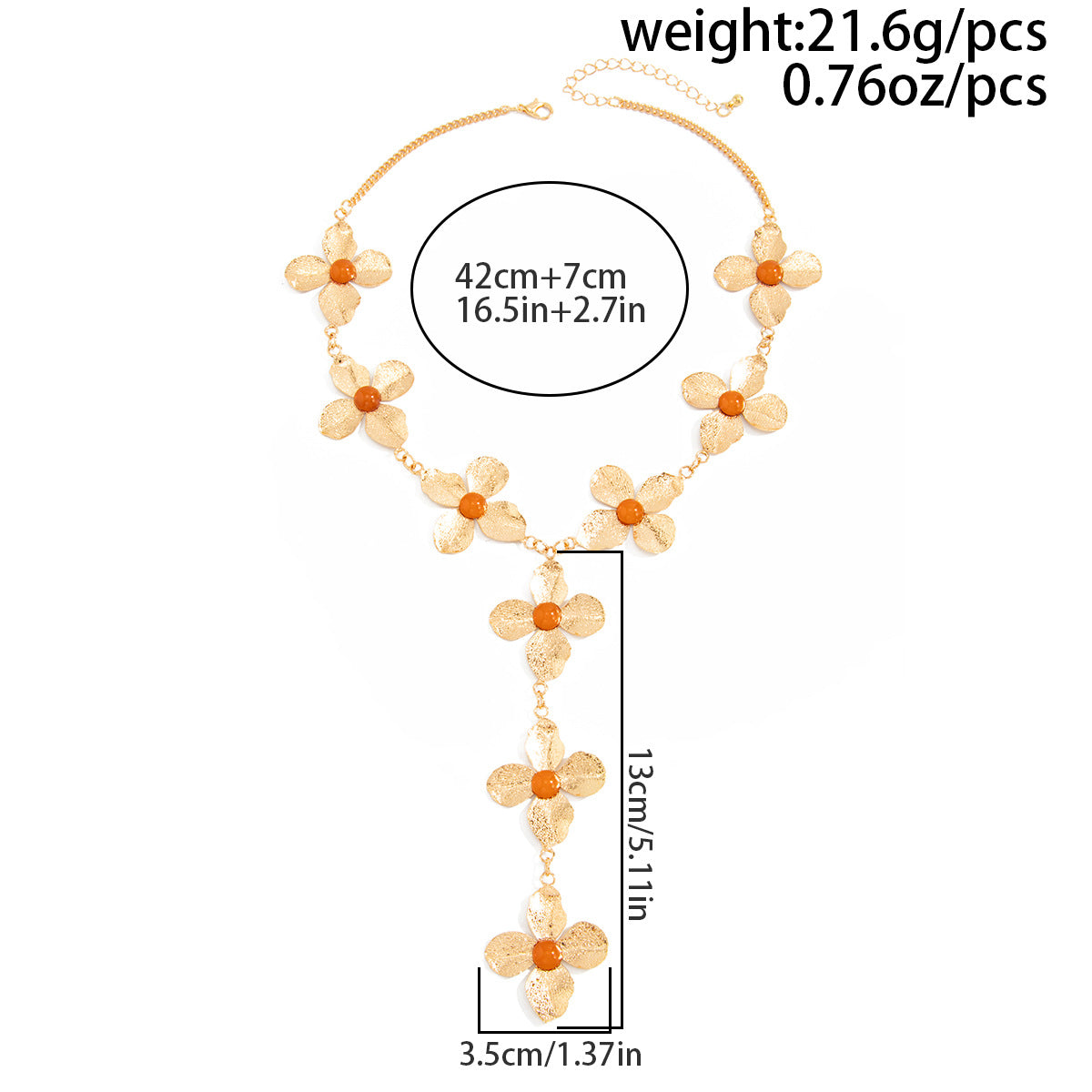 Four-Leaf Flower Y-Shaped Fringe Necklace