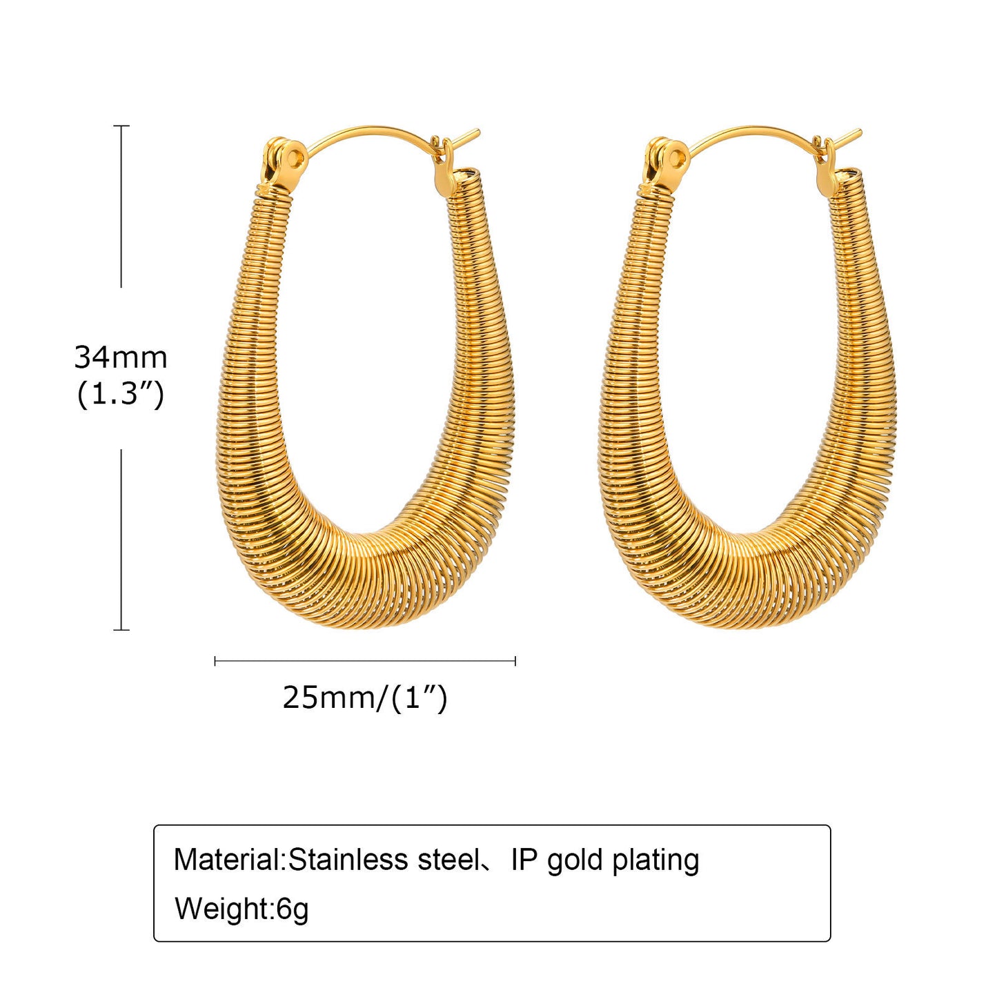 Stainless Steel Women's Personalized Fashion U-Shaped Earrings Gold