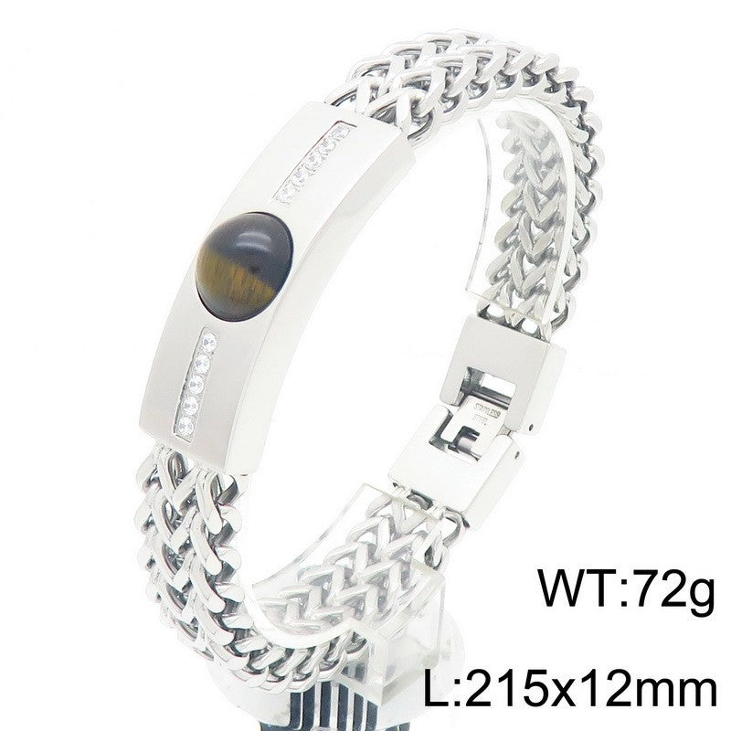 Planderful Zircon Bracelet Titanium Men Hip Hop Genie