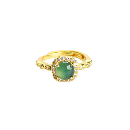 Blue-Water Jadeite Sugar-Cube Ring
