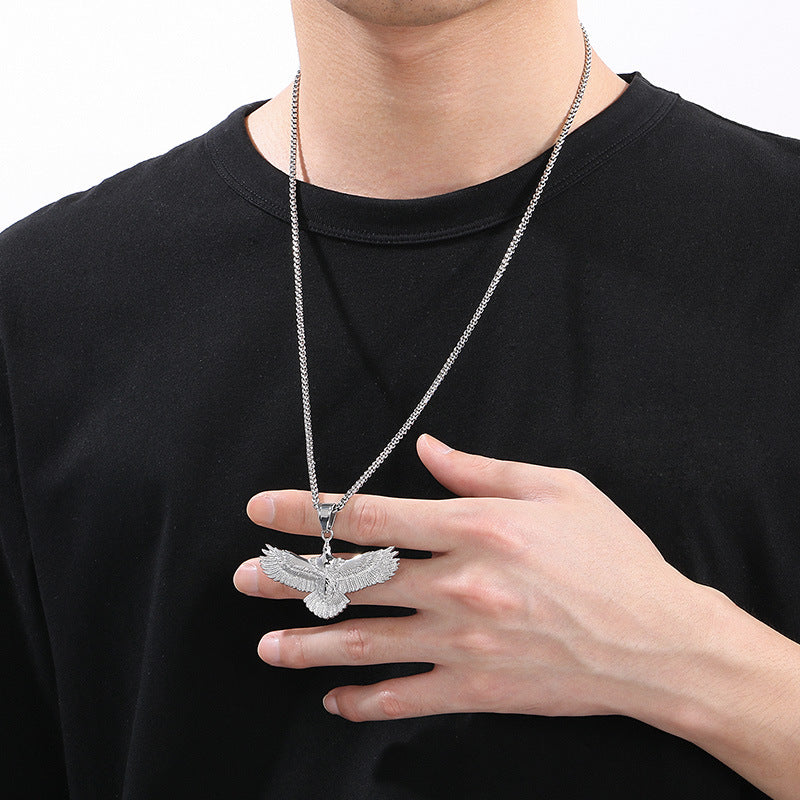 Hiphop Hip Hop Flying Eagle Pendant – Vacuum Electroplating Eagle Necklace