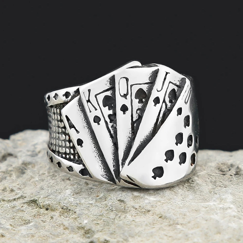 Vintage Playing Stainless Steel Men's Ring