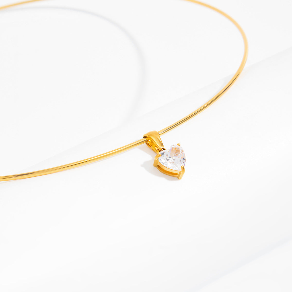 Pvd Gold-Plated Glossy Collar Collar Light Luxury Zircon Geometric Pendant Choker Necklace