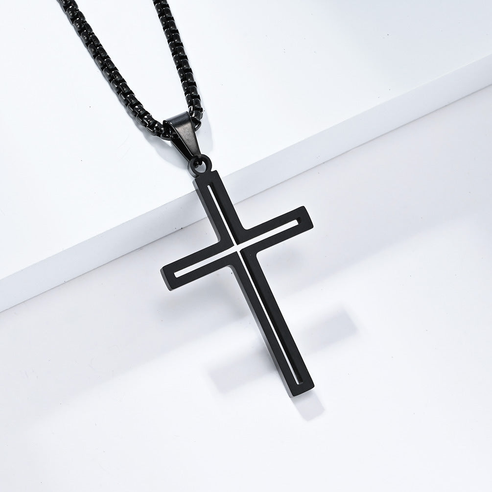 European And American Simple Stainless Steel Cross Necklace For Men