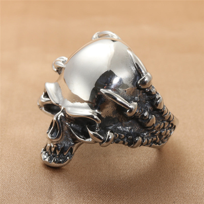 Titanium Steel Skull Ring for Men - Retro Trendy Dragon Claw Design - Personalized Accessories