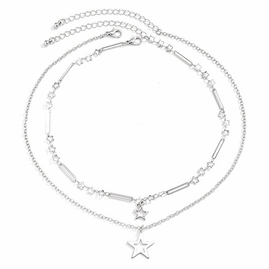 Vienna Verve Alloy Star Necklace and Thin Chain Set