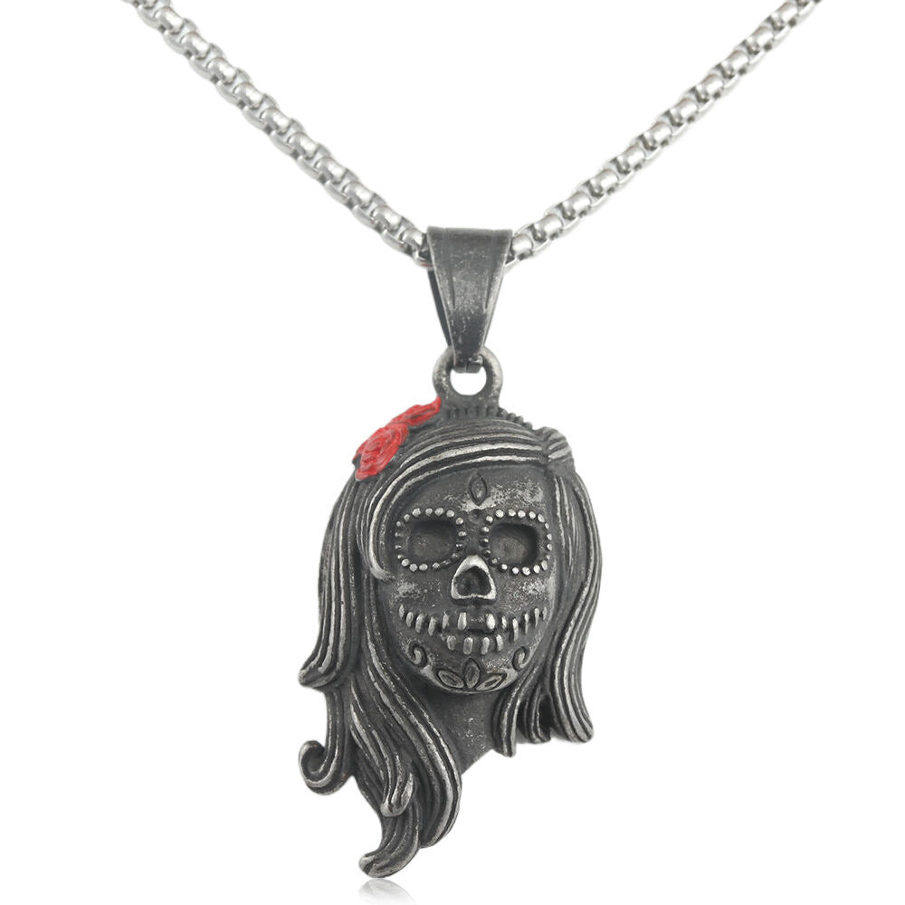 European And American Stainless Steel Skull Pendant Necklace